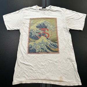 Stussy White and Red Short Sleeve Tee with Artistic Design